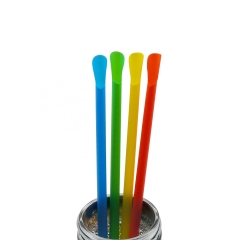 Amazon Pack Cheap Price Biodegradable PLA Drinking Straws with Spoon