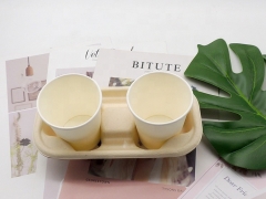 4 Cup Biodegradable Disposable Sugarcane Bagasse Coffee Cup Tray