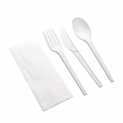 Ensemble de couverts en plastique jetables de voyage de couverts biodégradables écologiques individuels d'enveloppe de PLA