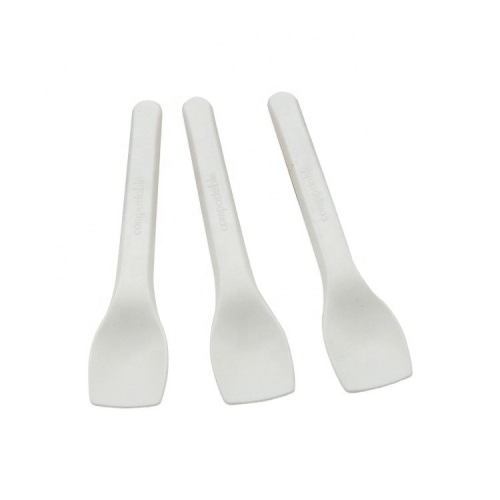 Alternative plastic 100% compostable CPLA ice cream spoon disposable with logo