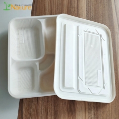 Biodegradable Eco Lunch Food Disposable Cornstarch Tray with Lid