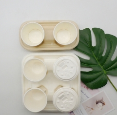 Desktop eco-friendly sugarcane pulp cup carrier for cup packaing