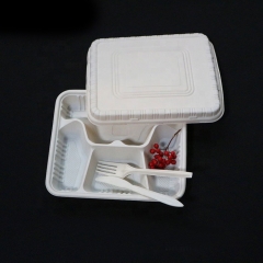 Biodegradable Cornstarch 4 Compartment Disposable Food Tray For Lunch