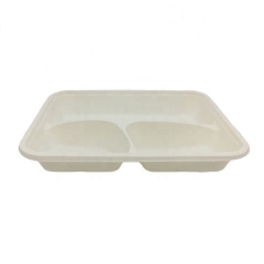 Disposable 3 Compartment Cornstarch Cutlery Tray With Lid