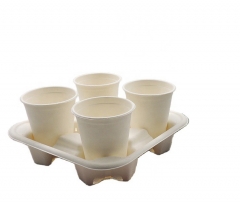 Corrier copo de café com 4 compartimentos de cana-de-açúcar branco descartável para café