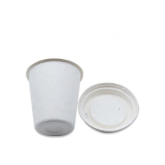 Biodegradable disposable sugarcane pulp 12oz coffee cups with lid