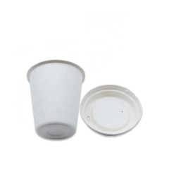 Tasses à café en pulpe de canne à sucre jetables biodégradables 12oz avec couvercle