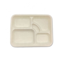 Plateau jetable de fécule de mas biodégradable Eco Lunch Food avec couvercle