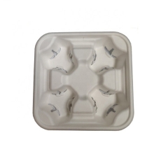 Biodegradable Sugarcane Pulp Disposable Coffee Cup Trays