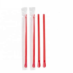 Individually Wrapped Eco Drinking Disposable PLA Straw with Spoon