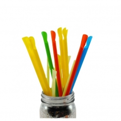 Eco-Friendly Biodegradable 6mm PLA Plastic Straw With Spoon