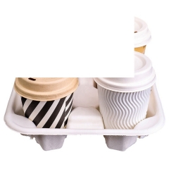 Reusable Takeaway Cup Tray Bagasse Pulp Disposable Coffee Cup Holder