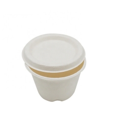 Taza de porción de caa de azúcar 100% biodegradable con tapa para salsa