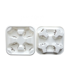 Factory supply bagasse 4 cup carrier cup tray holder tray