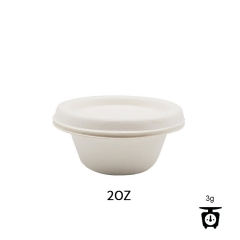 Nueva tendencia 100% bagazo compostable taza de salsa desechable personalizada con tapa de caña de azúcar