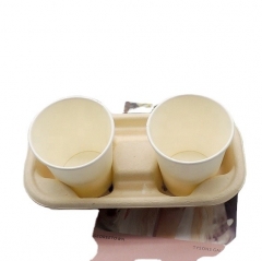 2 Tassen umweltfreundlicher Bagasse Kaffeetassenhalter zum Mitnehmen