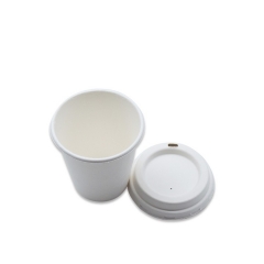 Disposable Biodegradable Sugarcane Pulp Milk Cup With Lid