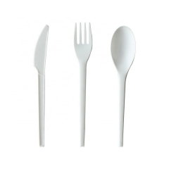 CPLA biodegradable compostable cutlery set white disposable cutlery set