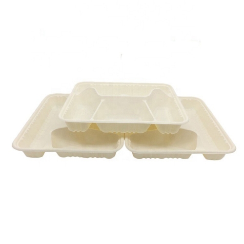 Eco-friendly Disposable Take Away Cornstarch Tray with Lid