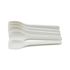 Colher de sorvete CPLA 100% compostável de plástico alternativo descartável com logotipo