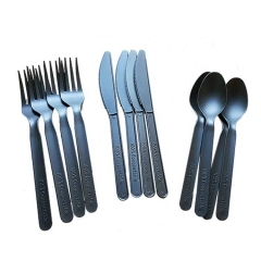 6 Zollkompostierbares schwarzes PLA Einwegbesteck-Set