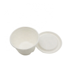 Vasos de papel biodegradables de bagazo de caa de azúcar de 4 oz para salsa con tapa