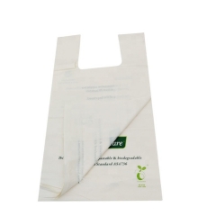 Biodegradable T shopping bag PLA bag compost PLA cornstarch bag for wholesales