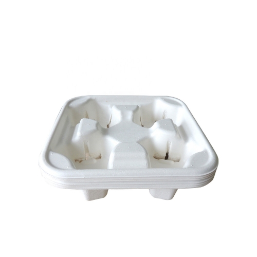 Disposable Biodegradable Sugarcane Bagasse Drink Carrier for Food Delivery Service