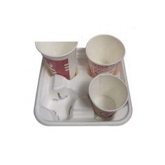 Biodegradable Sugarcane Pulp Disposable Coffee Cup Trays