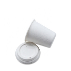 Biodegradable disposable sugarcane pulp 12oz coffee cups with lid