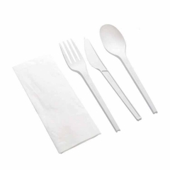 Ensemble de vaisselle biodégradable 100% OEM ODM Ensemble de couverts en plastique pour restaurant CPLA PLA de 65 pouces