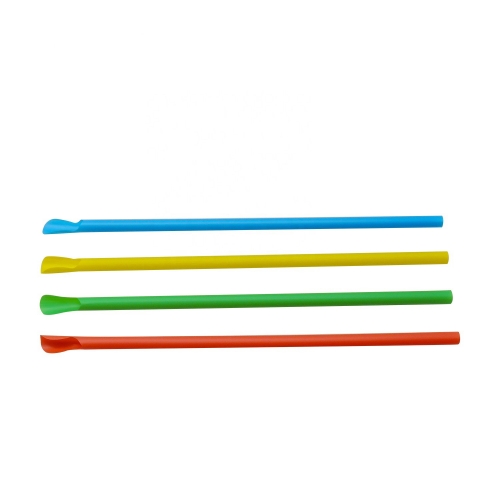 6mm Biodegradable PLA Straw With Spoon Disposable Great For Shaved Ice Snacks or Ice Cream