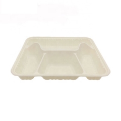 Eco Cornstarch 4-Compartment Biodegradable Disposable Food Tray With Cover