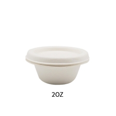 New trend 100% compostable bagasse sugarcane custom disposable sauce cup with lid