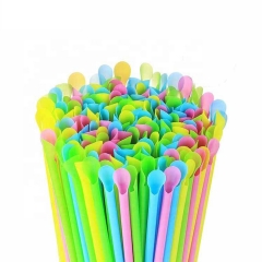 Individually Wrapped Eco Drinking Disposable PLA Straw with Spoon