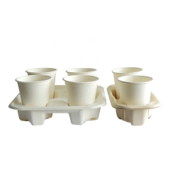 Eco-friendly Four-compartment Sugarcane Pulp Coffe Cup Holders For Party