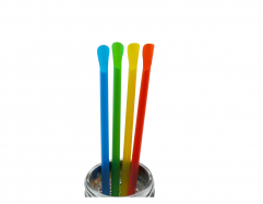 Eco-Friendly Biodegradable 6mm PLA Plastic Straw With Spoon