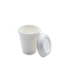 Vaso biodegradable desechable de bagazo con tapa