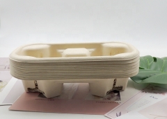 4 Cup Biodegradable Disposable Sugarcane Bagasse Coffee Cup Tray