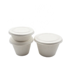 White Disposable Sugarcane Biodegradable Coffee Cup With Cover