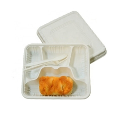 Eco-friendly Disposable Take Away Cornstarch Tray with Lid