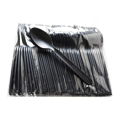 Conjunto de talheres descartáveis ​​preto PLA de 6 polegadas compostáveis