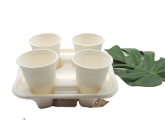 Desktop eco-friendly sugarcane pulp cup carrier for cup packaing