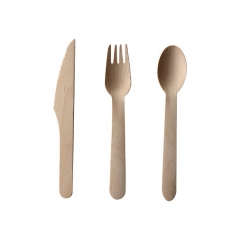 Ensemble de couverts en bois compostable pour restaurant Western Restaurant Couteau Fourchette Cuillère