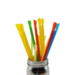 6mm Biodegradable PLA Straw With Spoon Disposable Great For Shaved Ice Snacks or Ice Cream