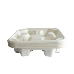 Disposable Biodegradable Sugarcane Bagasse Drink Carrier for Food Delivery Service