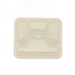 Eco Cornstarch 4-Compartment Biodegradable Disposable Food Tray With Cover