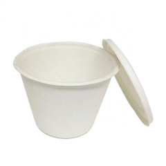 Taza disponible abonable del café de la pulpa del bagazo de la caa de azúcar disponible 500ml con la tapa