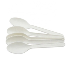 Wholesale Price Compostable Biodegradable Kids Cutlery Set White Spoon