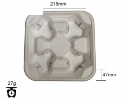 Plateaux jetables de tasse de café de pulpe de canne à sucre biodégradable